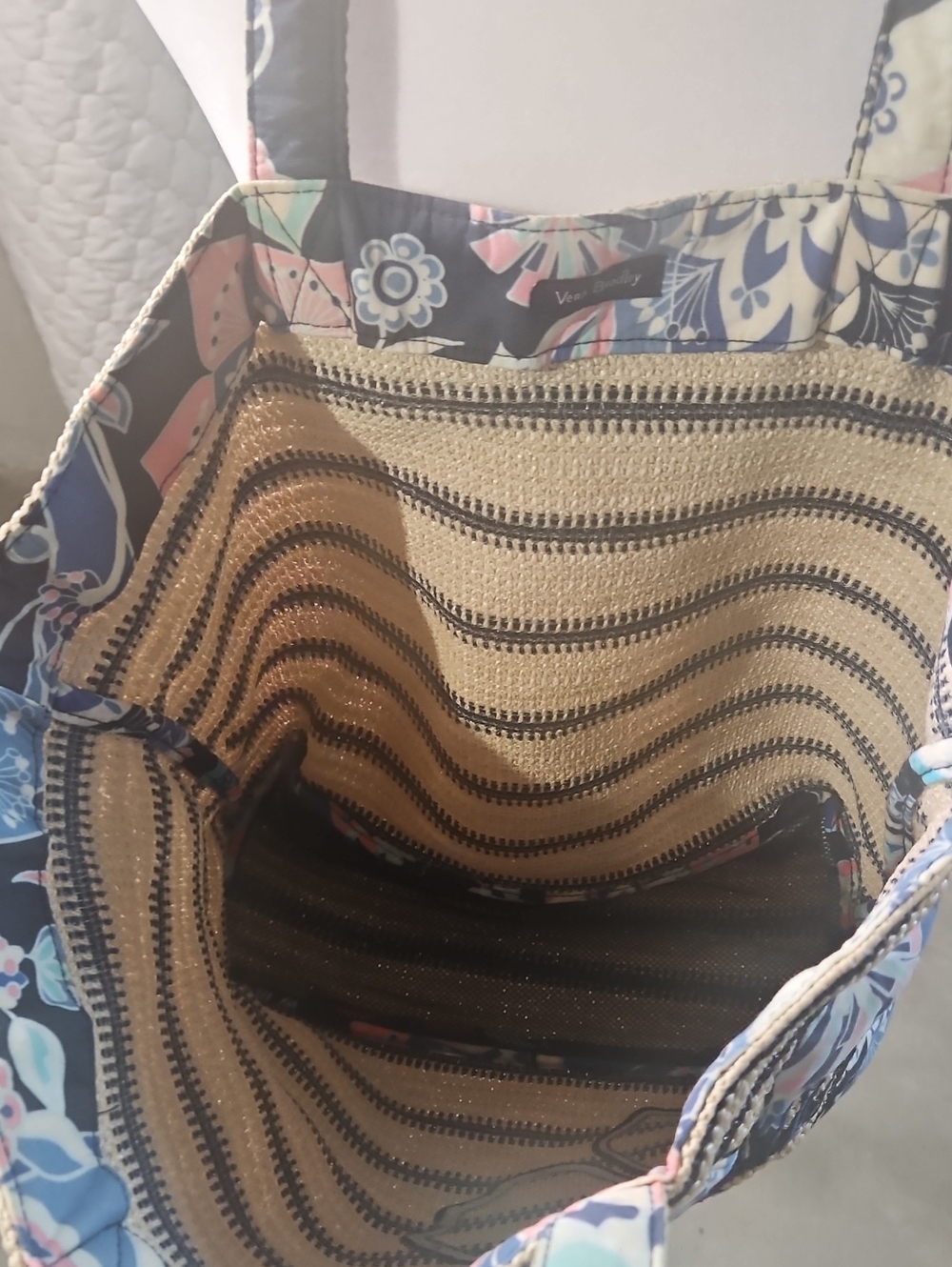 Vera Bradley Seashore Striped Straw Tote - Picture 5 of 7